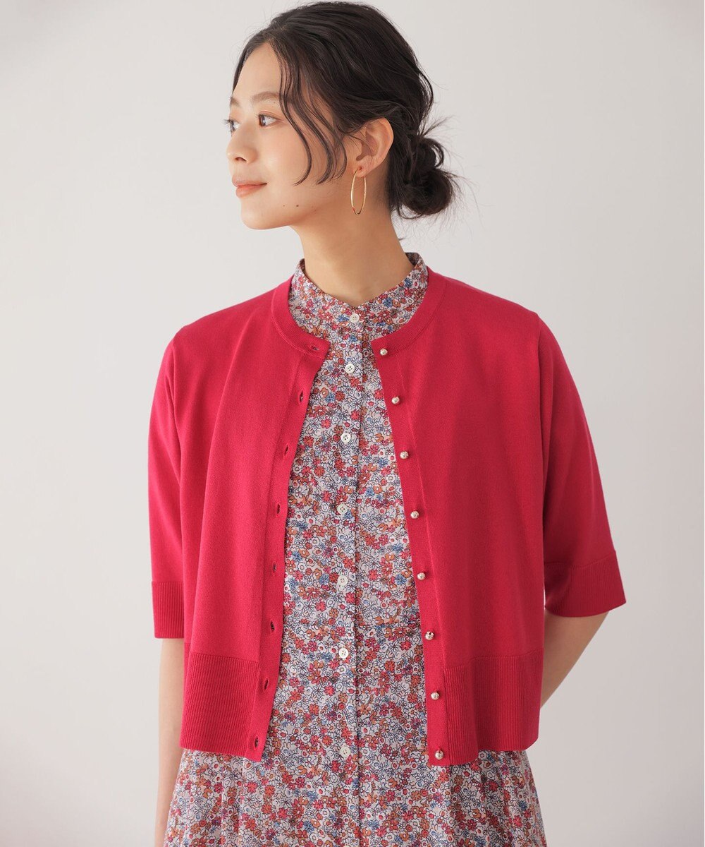 組曲 シアーニット5分袖 カーディガン 