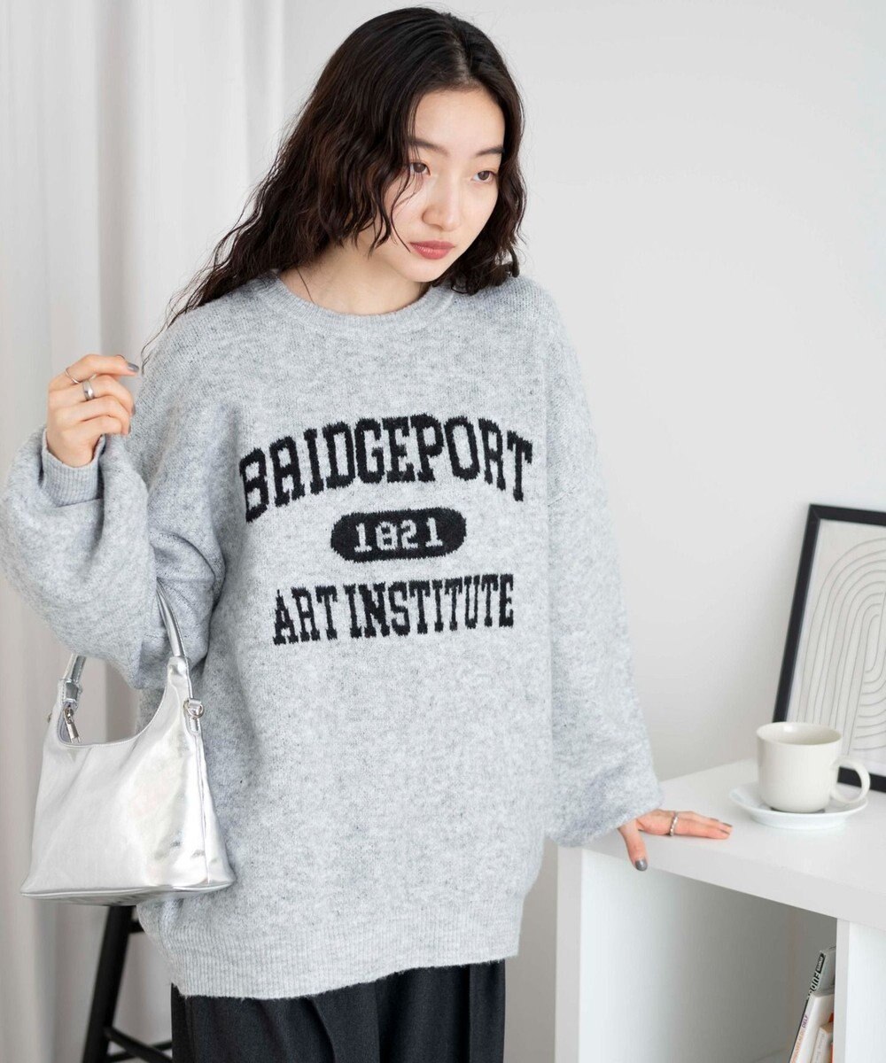 WEGO フラッフィーロゴジャガードニットプルオーバー 