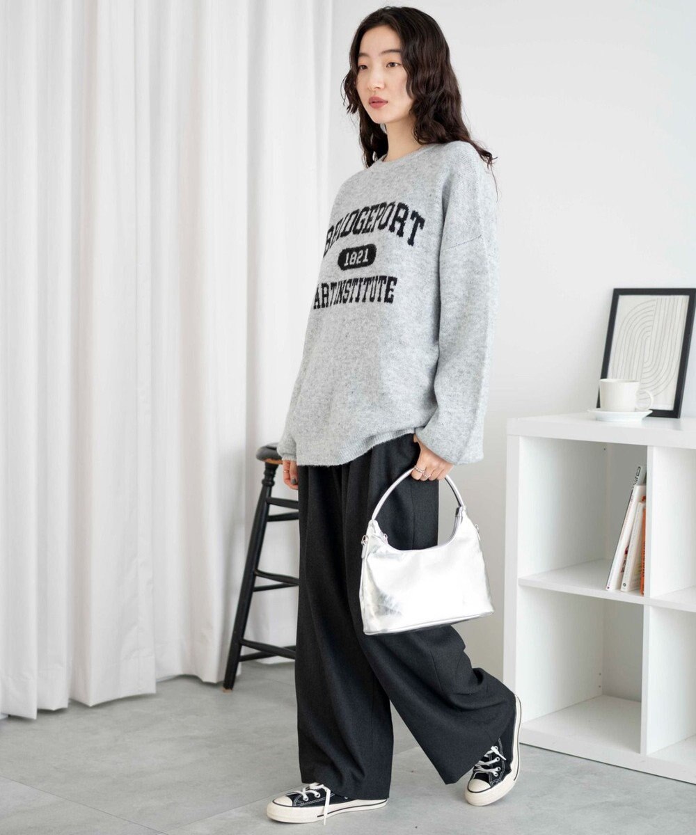 WEGO フラッフィーロゴジャガードニットプルオーバー 