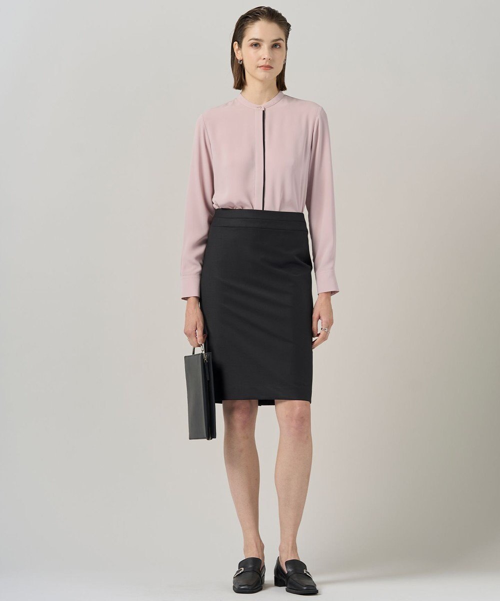 ICB L 【新色追加・WEB限定カラーあり・接触冷感・UVケア・速乾・洗える】BackSatinAmunzen バンドカラーブラウス 