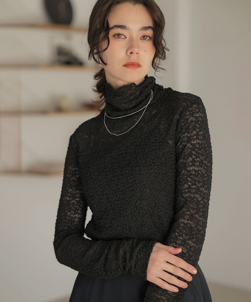 組曲 【WEB限定】フラワーチュールタートルネック カットソー 