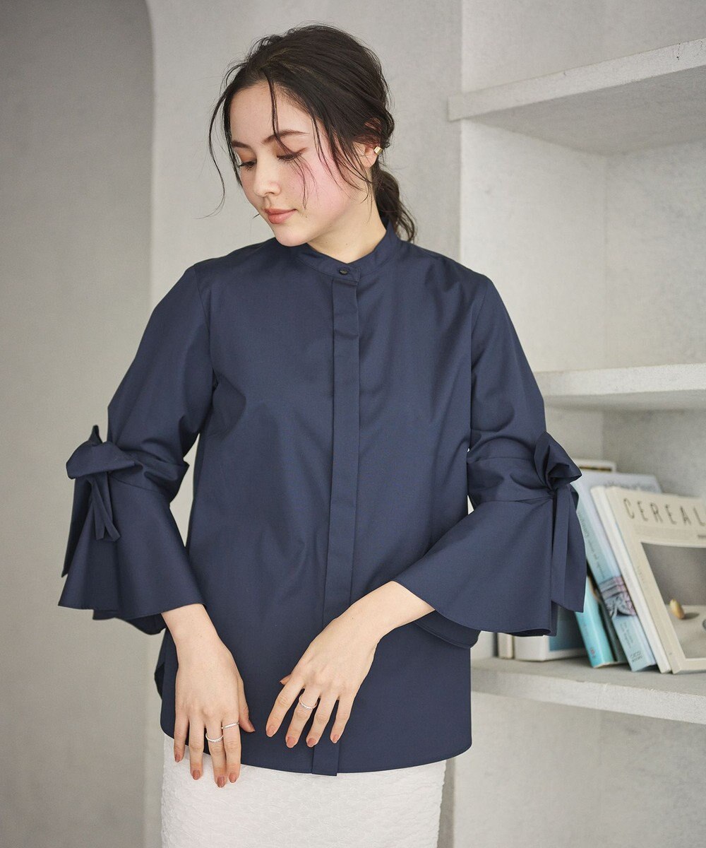 #Newans 【洗濯機可能/シワになりにくい】リボンカフスブラウス 