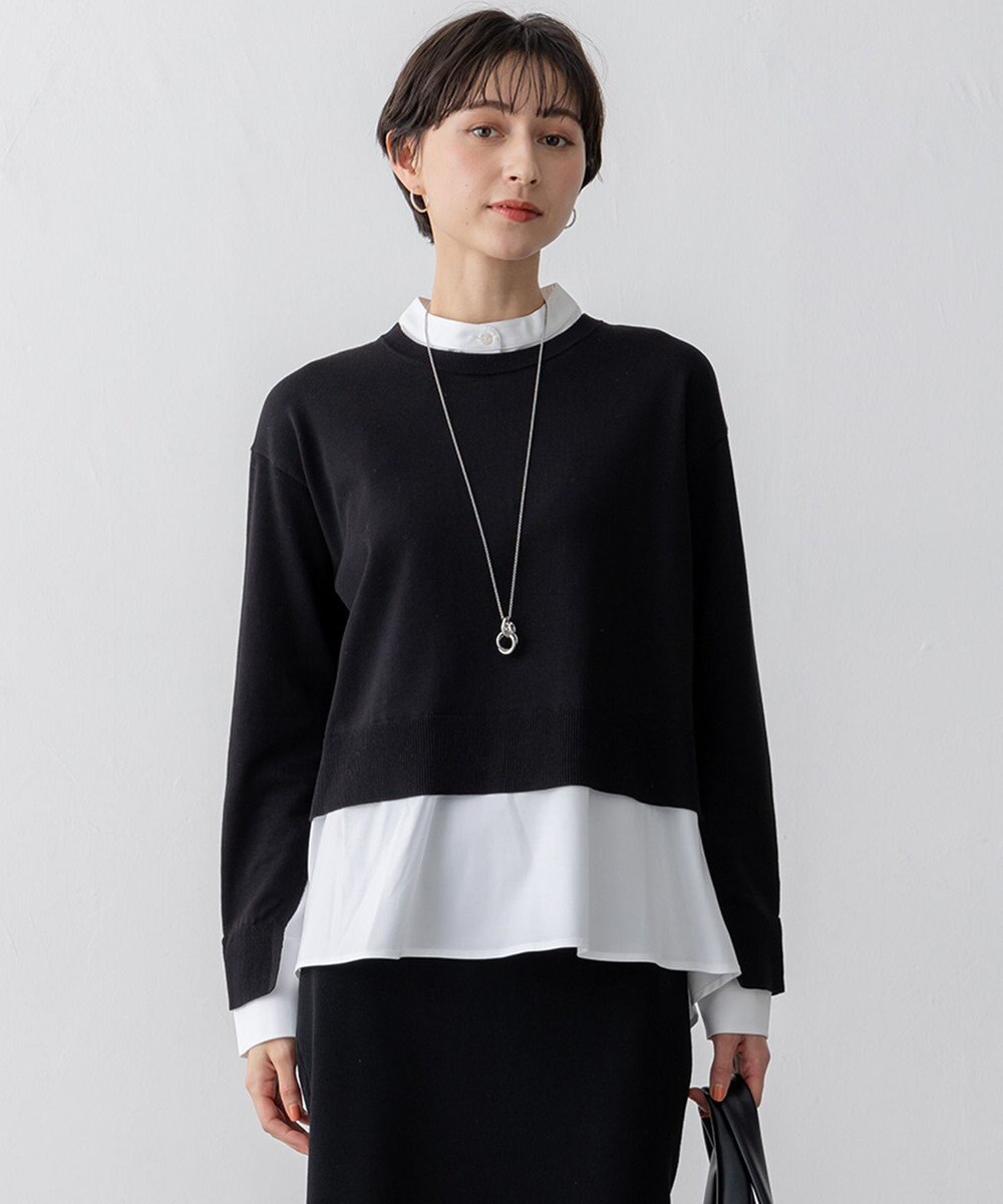 23区 L 【洗える】シャツ コンビネーション ニット 