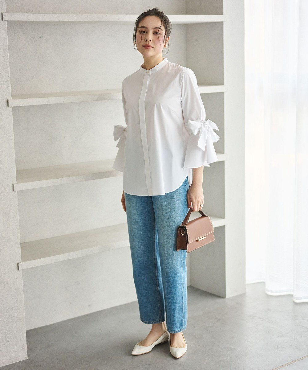 #Newans 【洗濯機可能/シワになりにくい】リボンカフスブラウス 