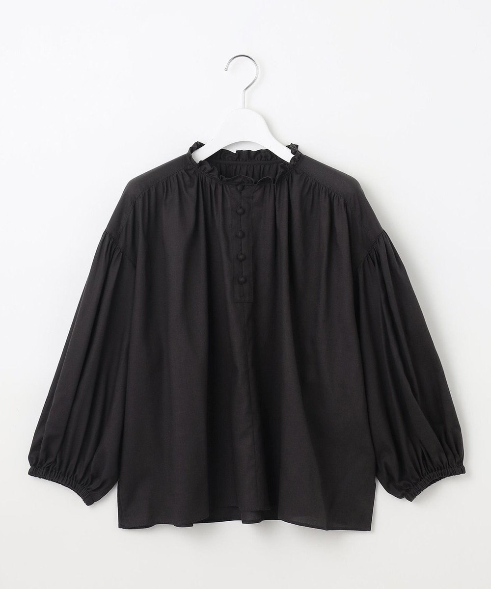 23区 【SLOW/一部店舗限定】テンセルコットンジョーゼット ギャザー ブラウス 