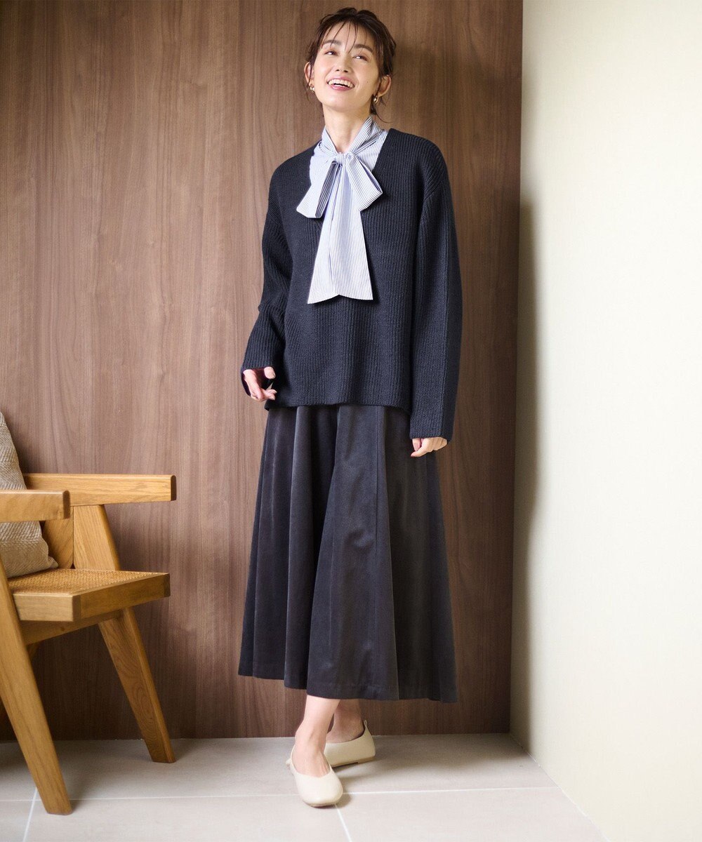 ANY ウールブレンドバルキーニット Vネック 