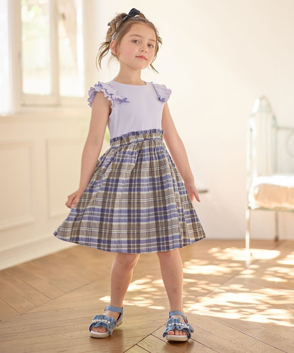 ANY KIDS ドッキング チェック柄 ワンピース 