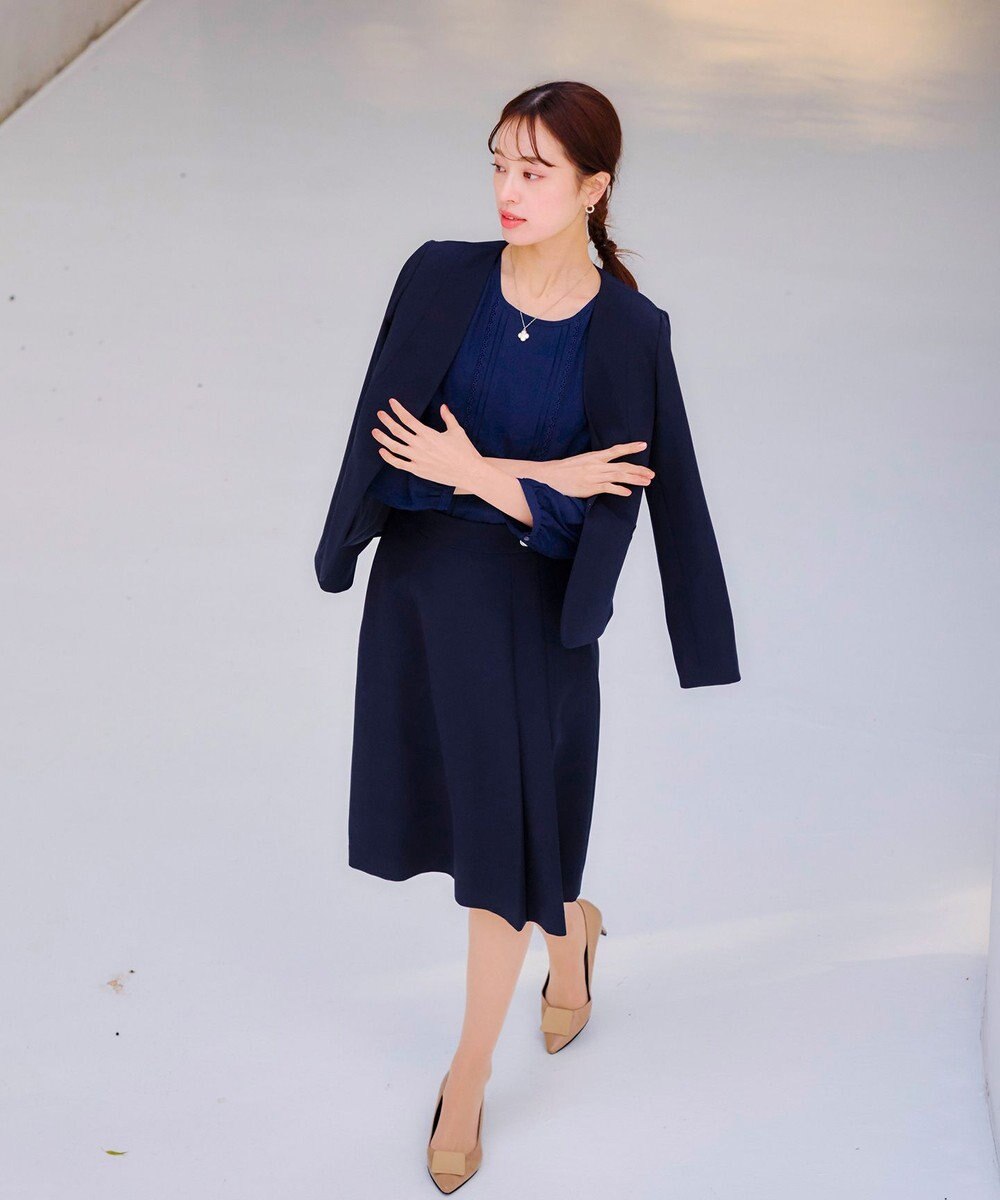 Tiaclasse 【洗える】ピンタックレースブラウス 