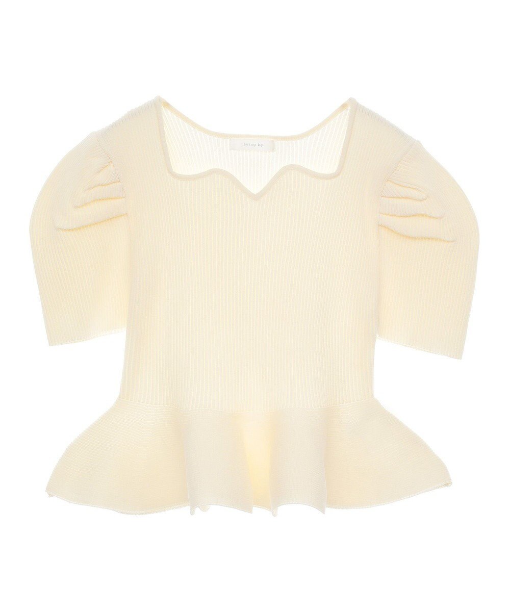 Green Parks ・ｓｗｉｎｇ　ｂｙ　ハートネックペプラムニット 