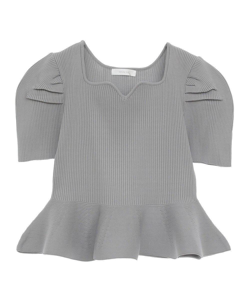 Green Parks ・ｓｗｉｎｇ　ｂｙ　ハートネックペプラムニット 