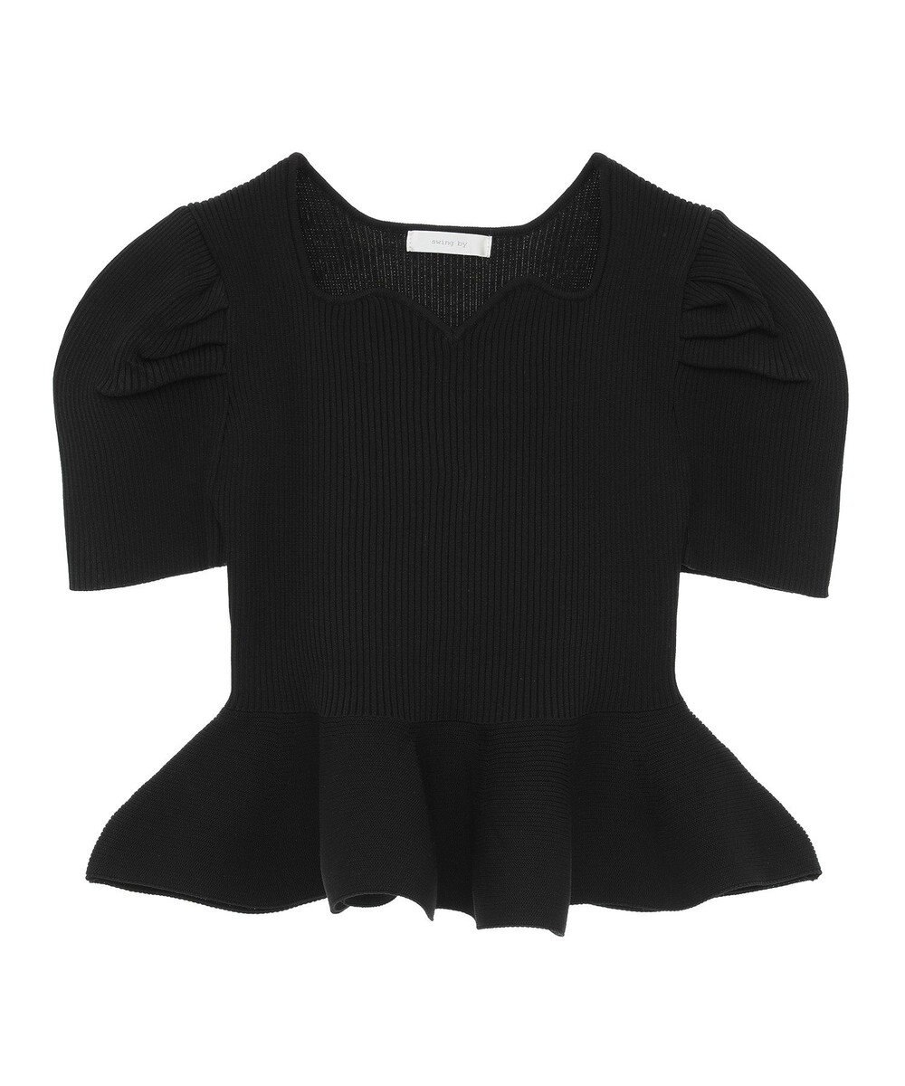 Green Parks ・ｓｗｉｎｇ　ｂｙ　ハートネックペプラムニット 