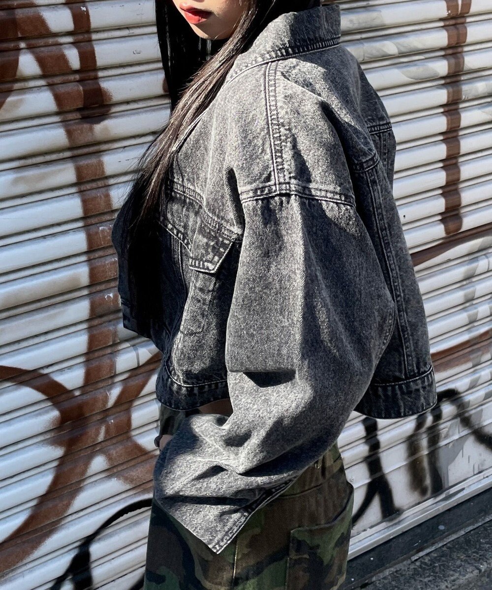 WEGO ヴィンテージウォッシュショートデニムジャケット 