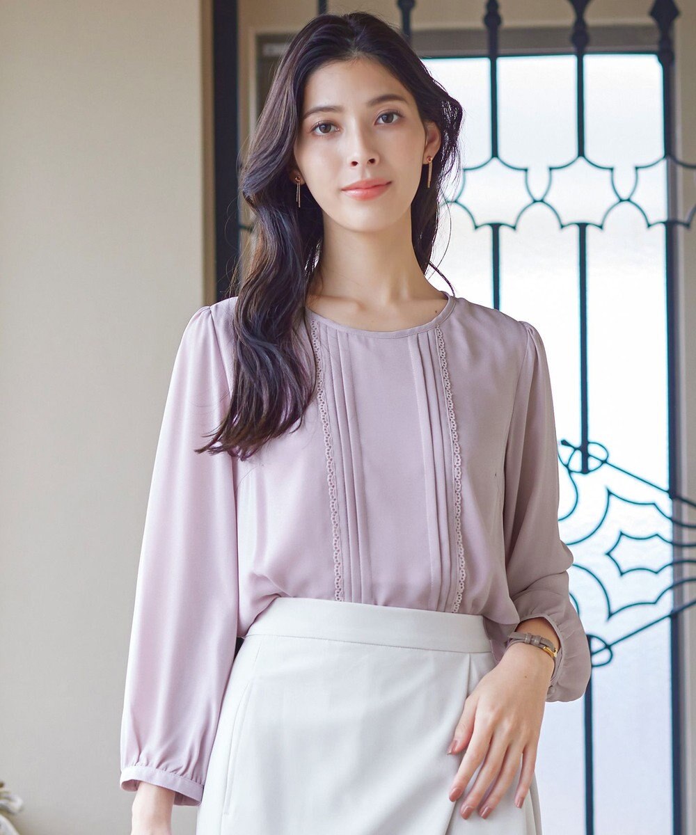 Tiaclasse 【洗える】ピンタックレースブラウス 