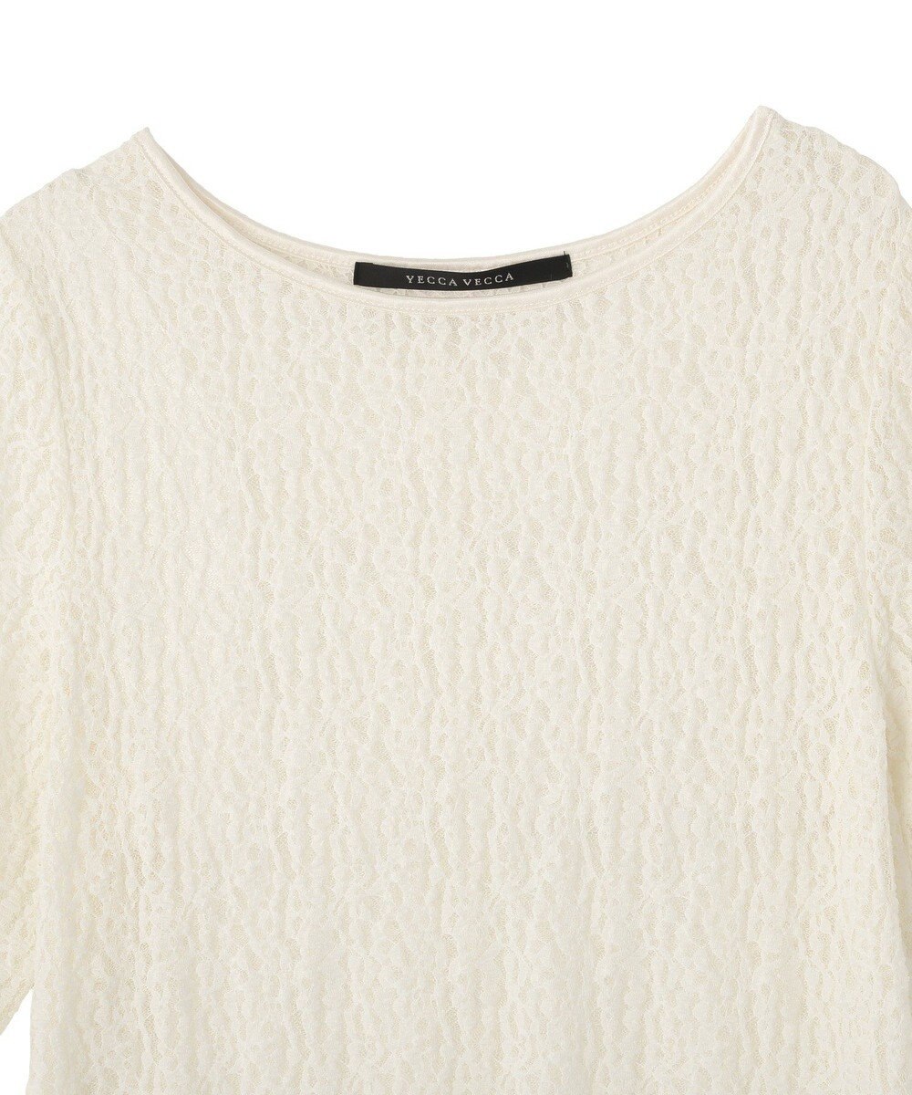YECCA VECCA 5分袖レースシアートップス 