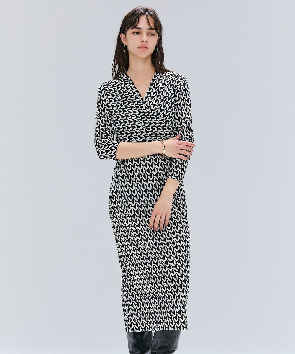 BEIGE， 【洗える】MODESTO / ジャージーストレッチカシュクールドレス 