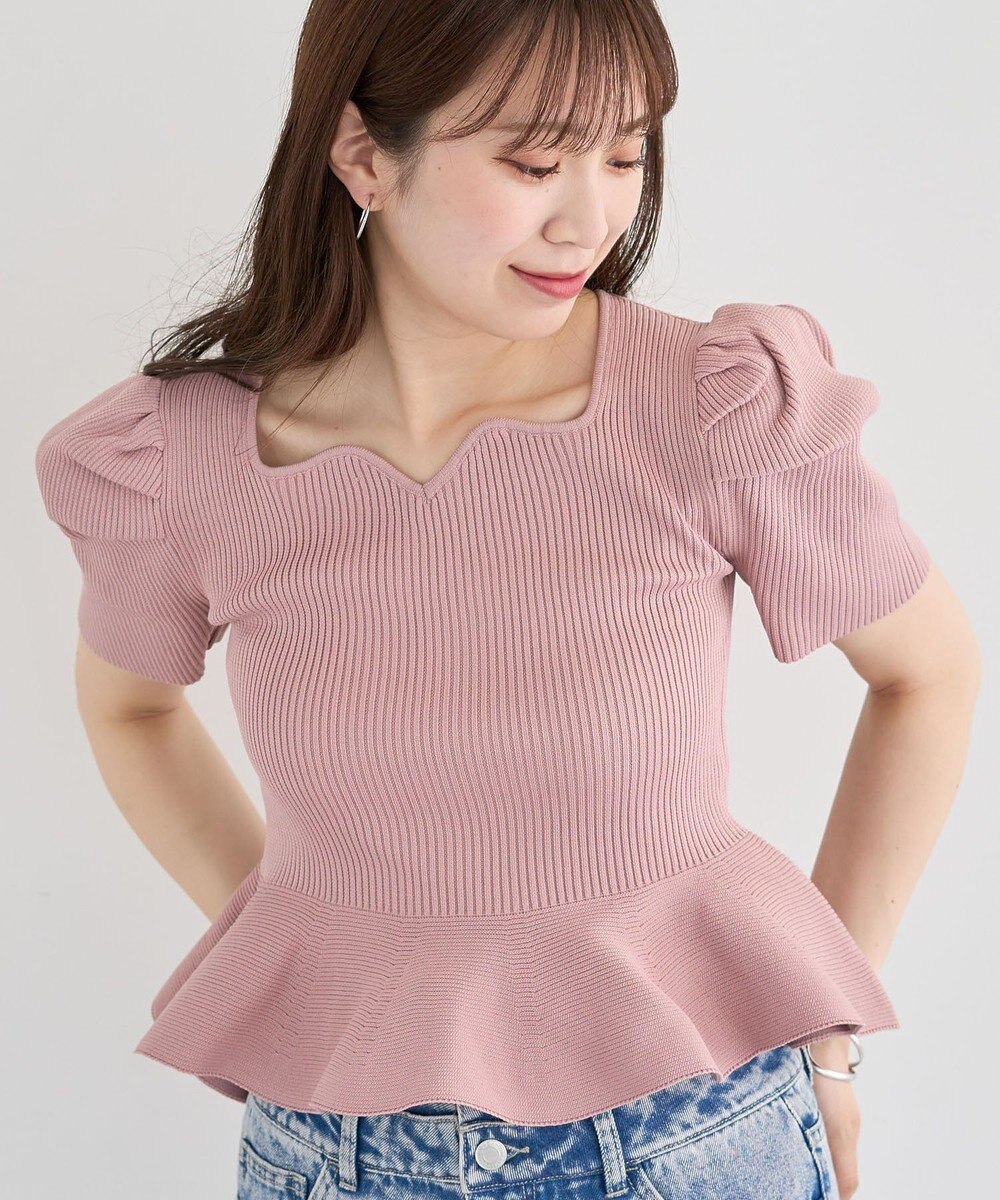 Green Parks ・ｓｗｉｎｇ　ｂｙ　ハートネックペプラムニット 