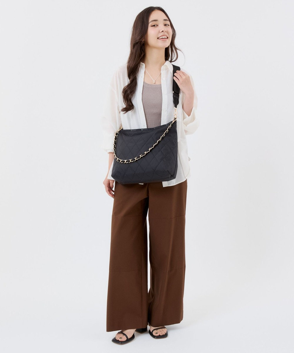LeSportsac CHAIN MED ZIP SHOULDER/ミッドナイトキルトチェーン 