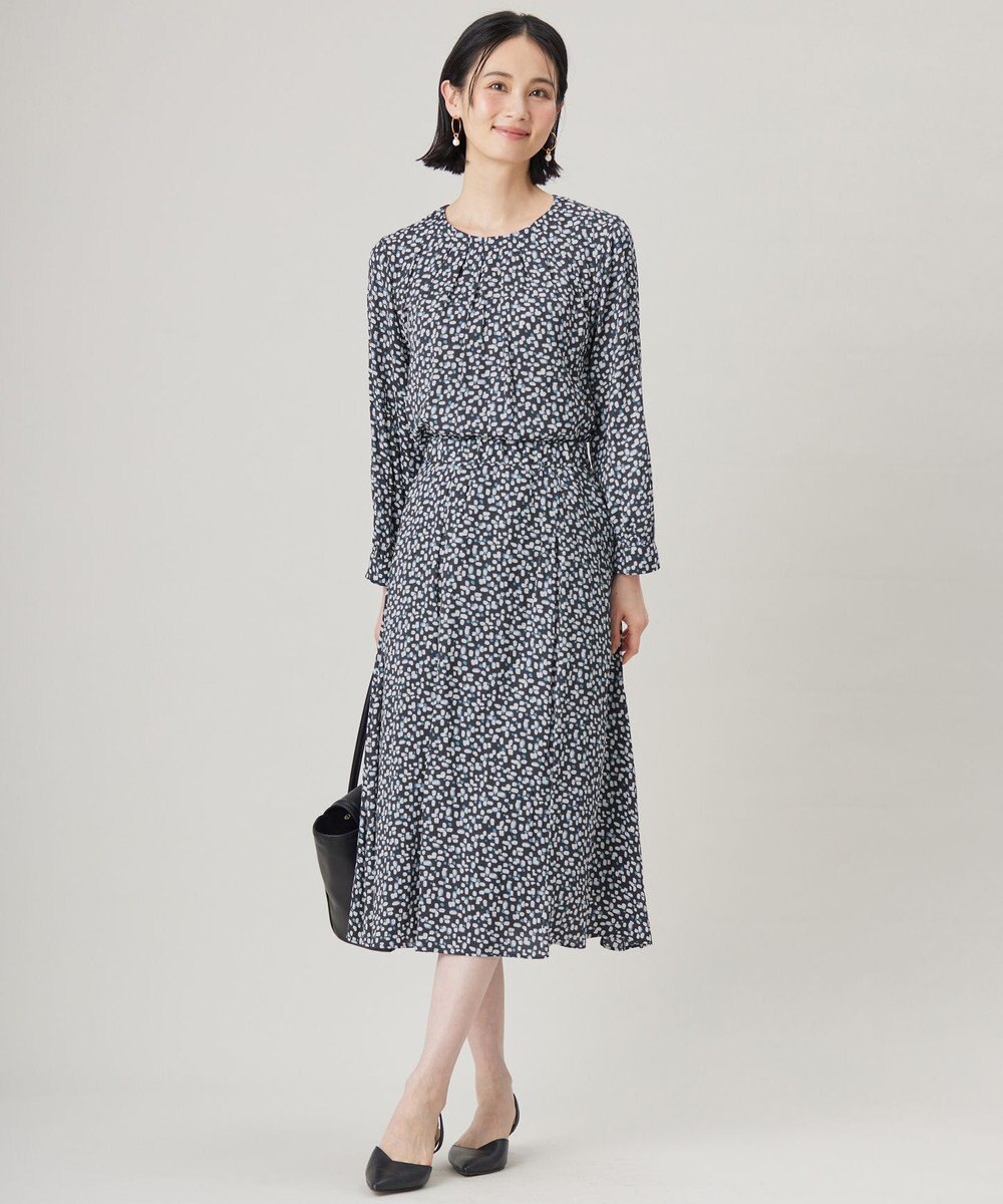 自由区 L 【カタログ掲載・セットアップ対応・洗える】ジオメトリックフラワードットプリント スカート 