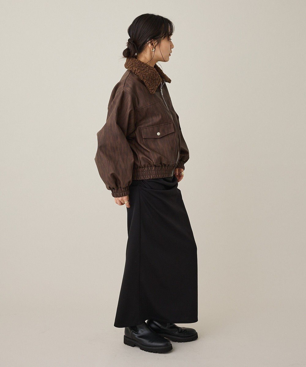 CRAFT STANDARD BOUTIQUE フェイクレザー衿ボアブルゾン 