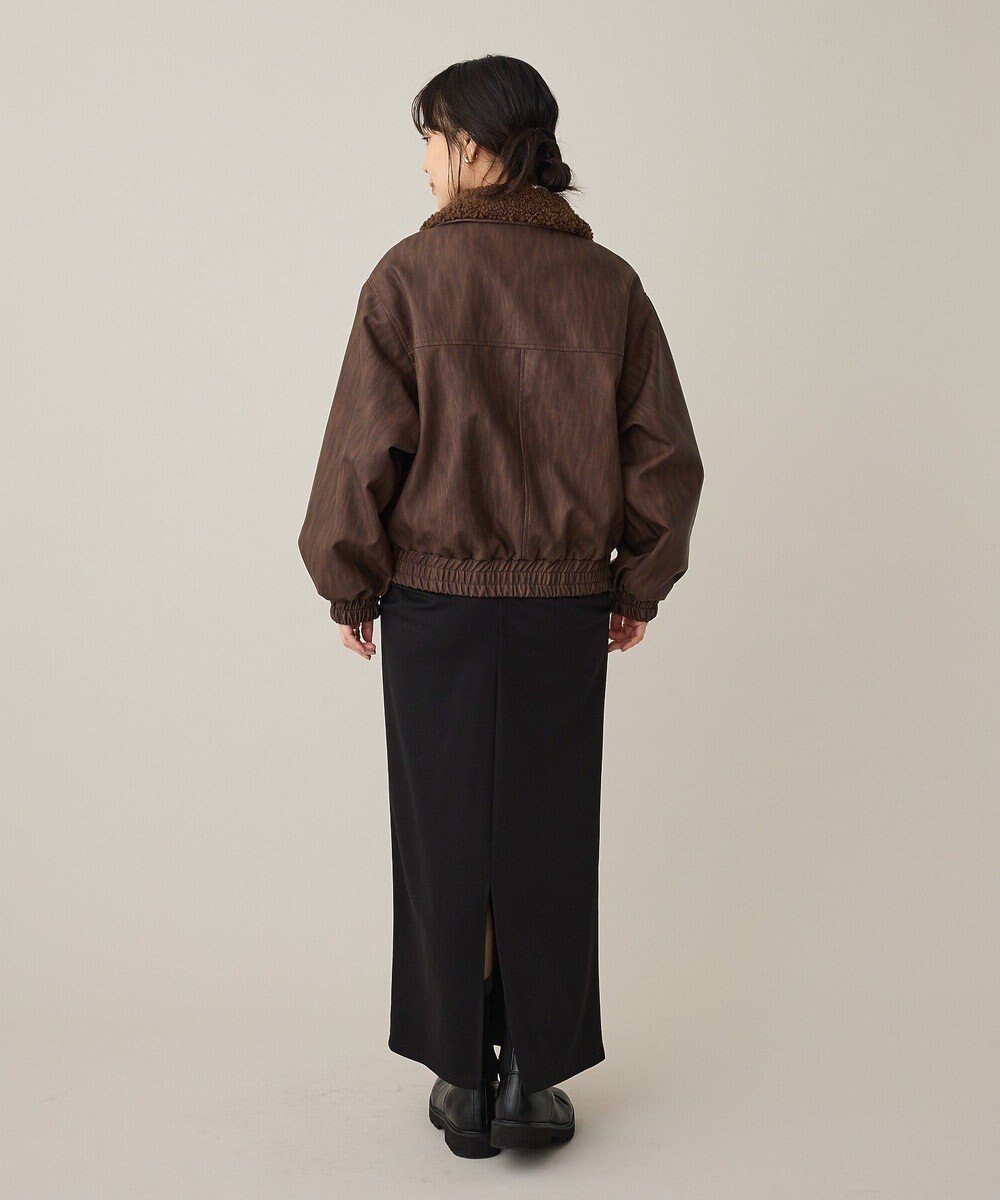 CRAFT STANDARD BOUTIQUE フェイクレザー衿ボアブルゾン 