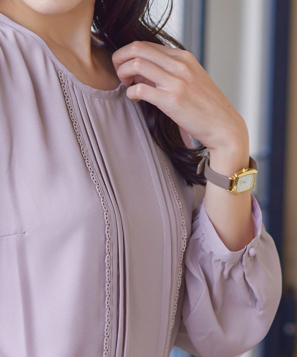 Tiaclasse 【洗える】ピンタックレースブラウス 