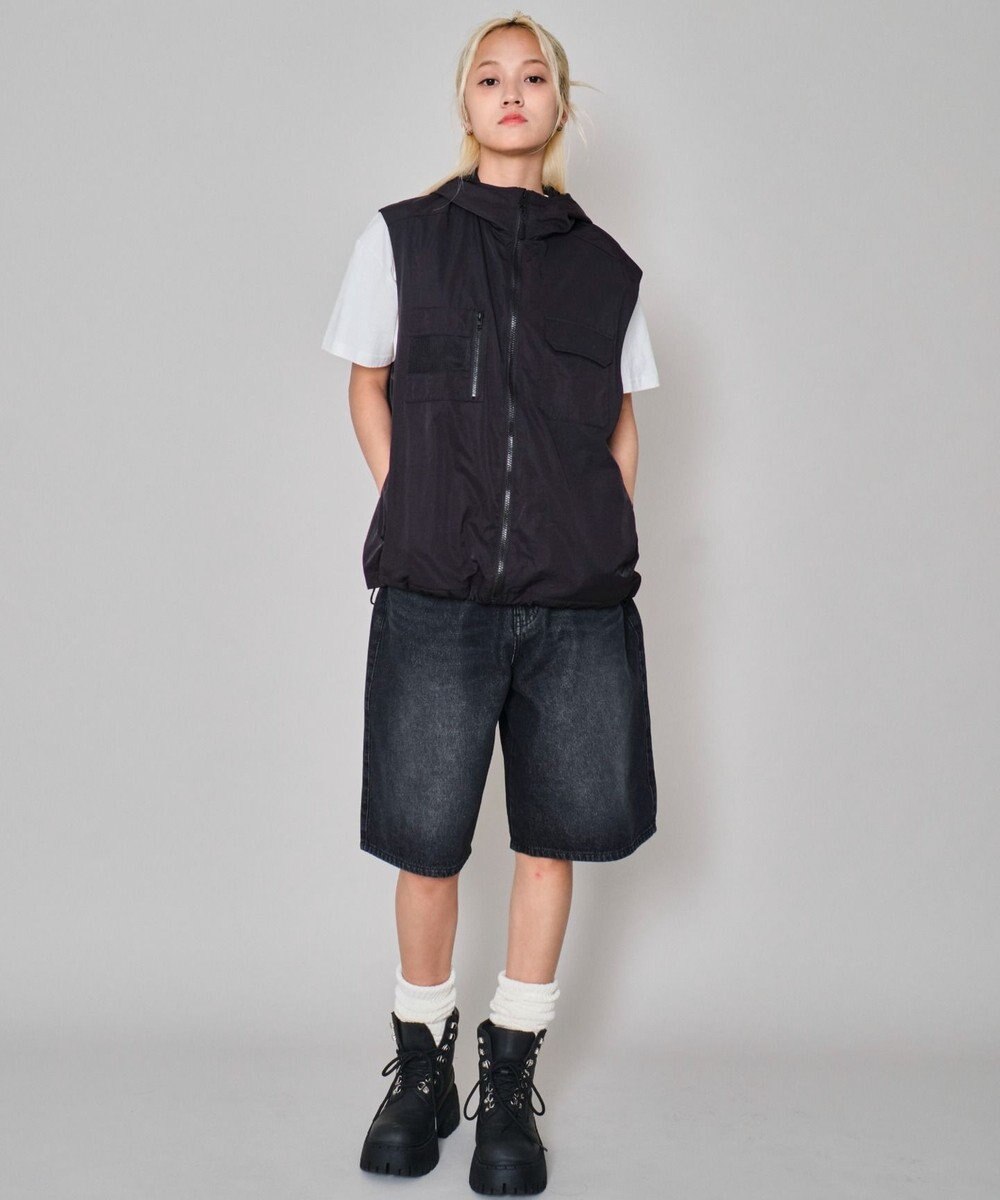 WEGO 【ユニセックス着用ITEM】フードナイロンベスト 