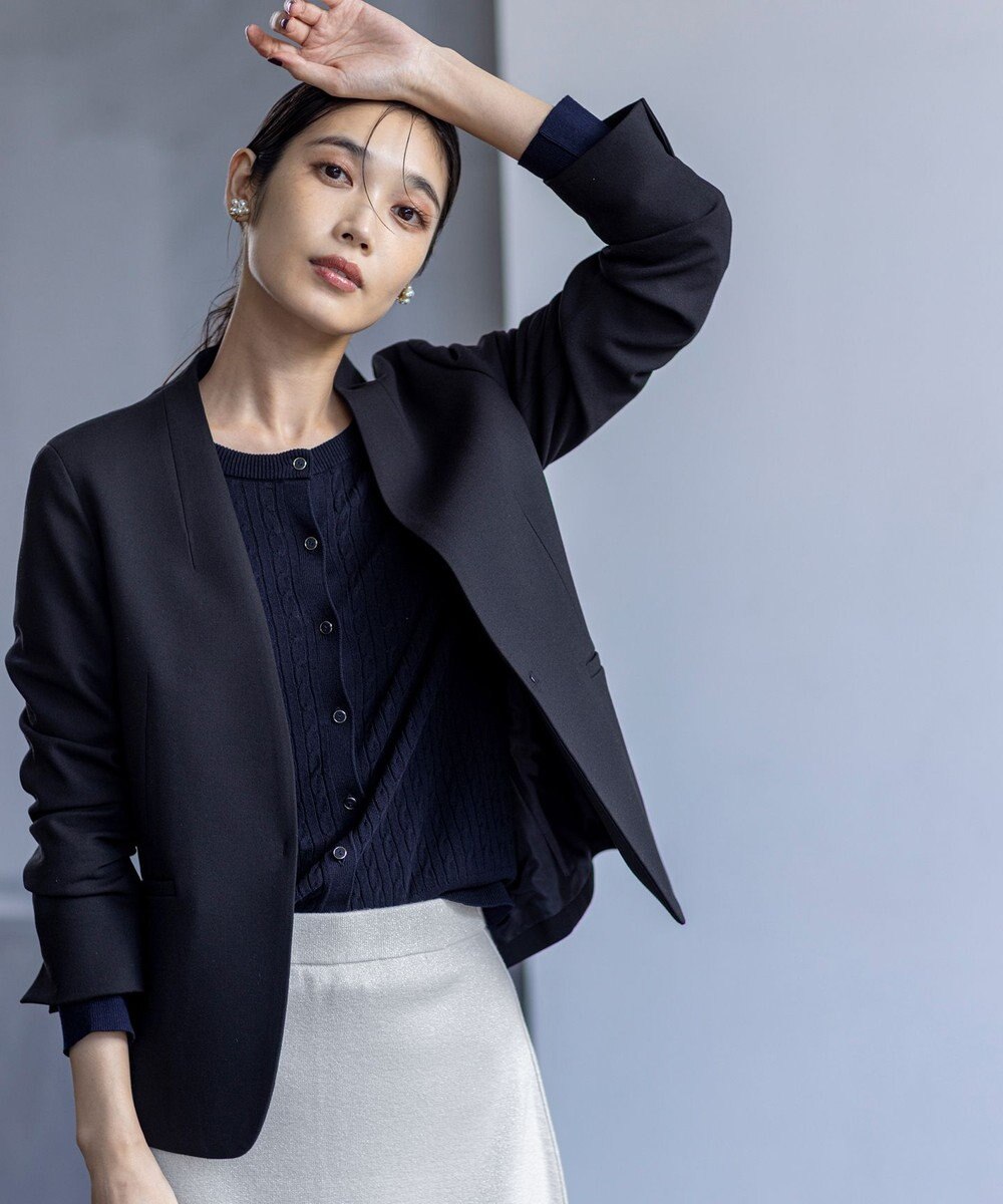 ANY SIS ビューティサーモ2WAYストレッチ ノーカラージャケット 