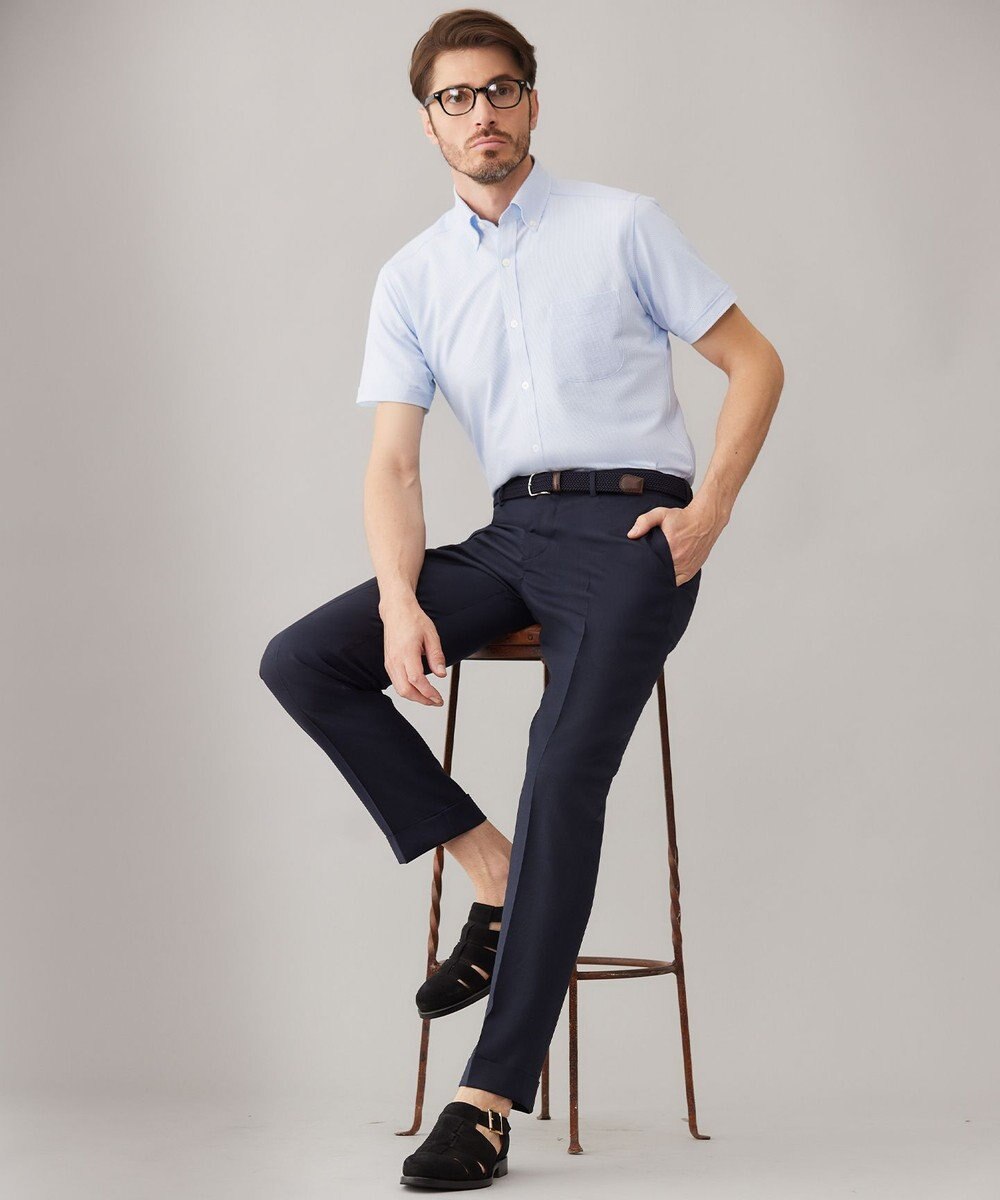 GOTAIRIKU ロングセラー【洗える/折り目加工/シワになりにくい/ウエストアジャスター】ウォッシャブル サマーウール100％パンツ_限定色(ノータック)23/24年モデル 