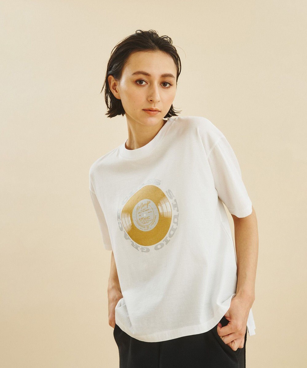 レコードプリントTシャツ, ゴールド, 36