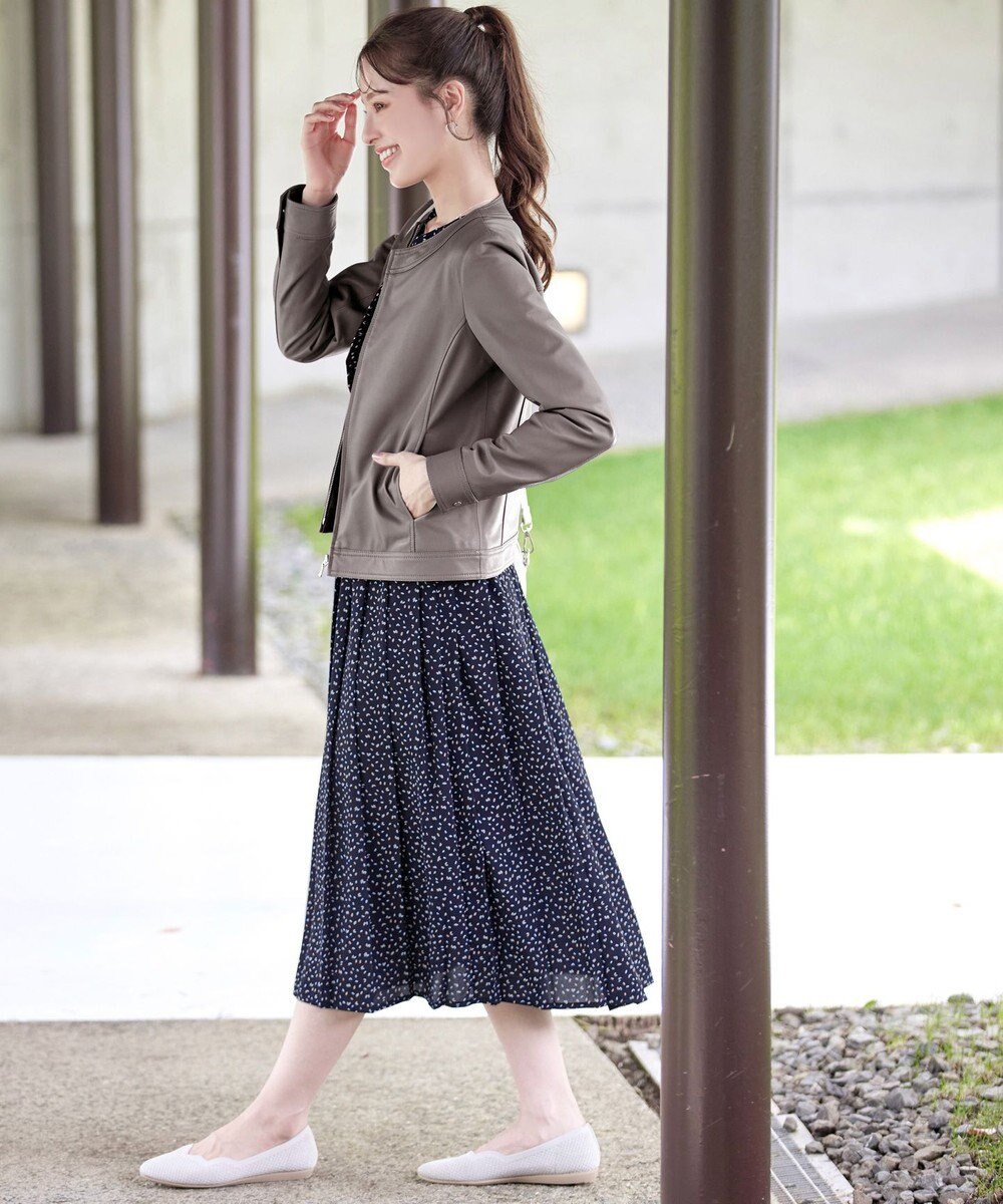 Tiaclasse L 【本革】ノーカラーシープレザージャケット 