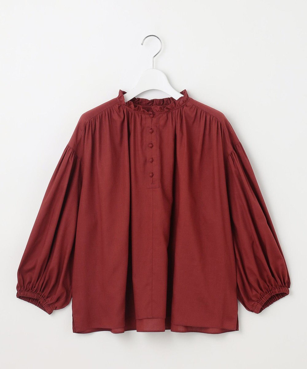 23区 【SLOW/一部店舗限定】テンセルコットンジョーゼット ギャザー ブラウス 