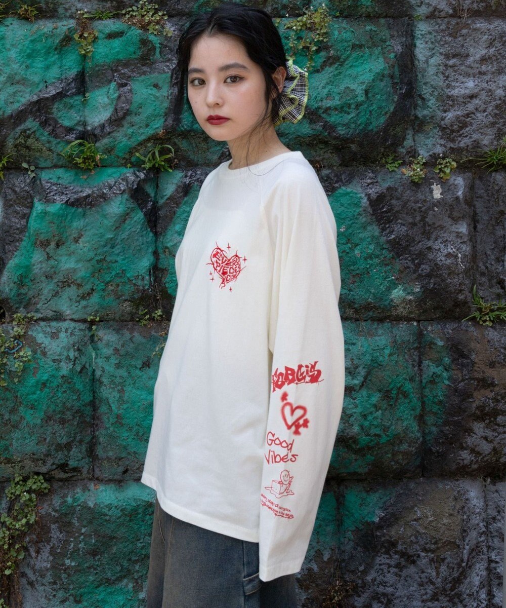 WEGO 【ユニセックス着用ITEM/MLサイズ展開】スリーブロゴグラフィックラグランT（LS） 