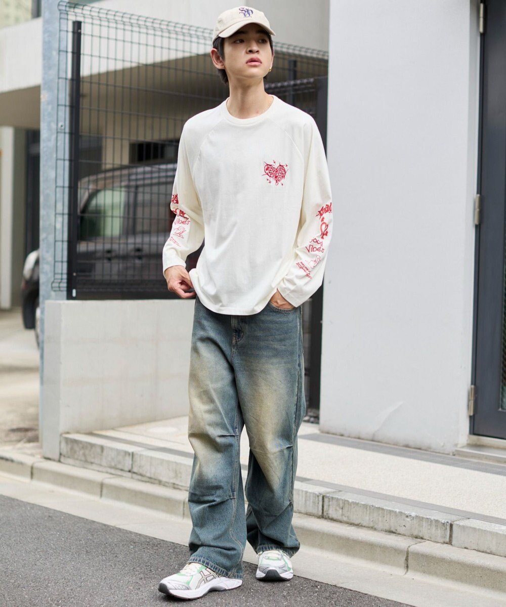 WEGO 【ユニセックス着用ITEM/MLサイズ展開】スリーブロゴグラフィックラグランT（LS） 