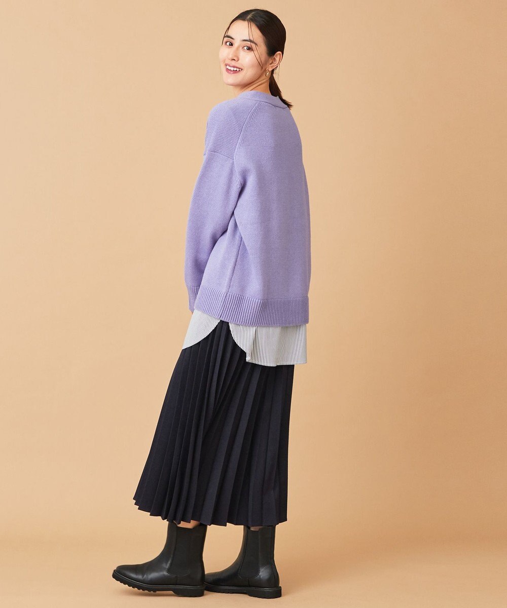 ANY 【洗濯機可】ラムウールVネック カーディガン 