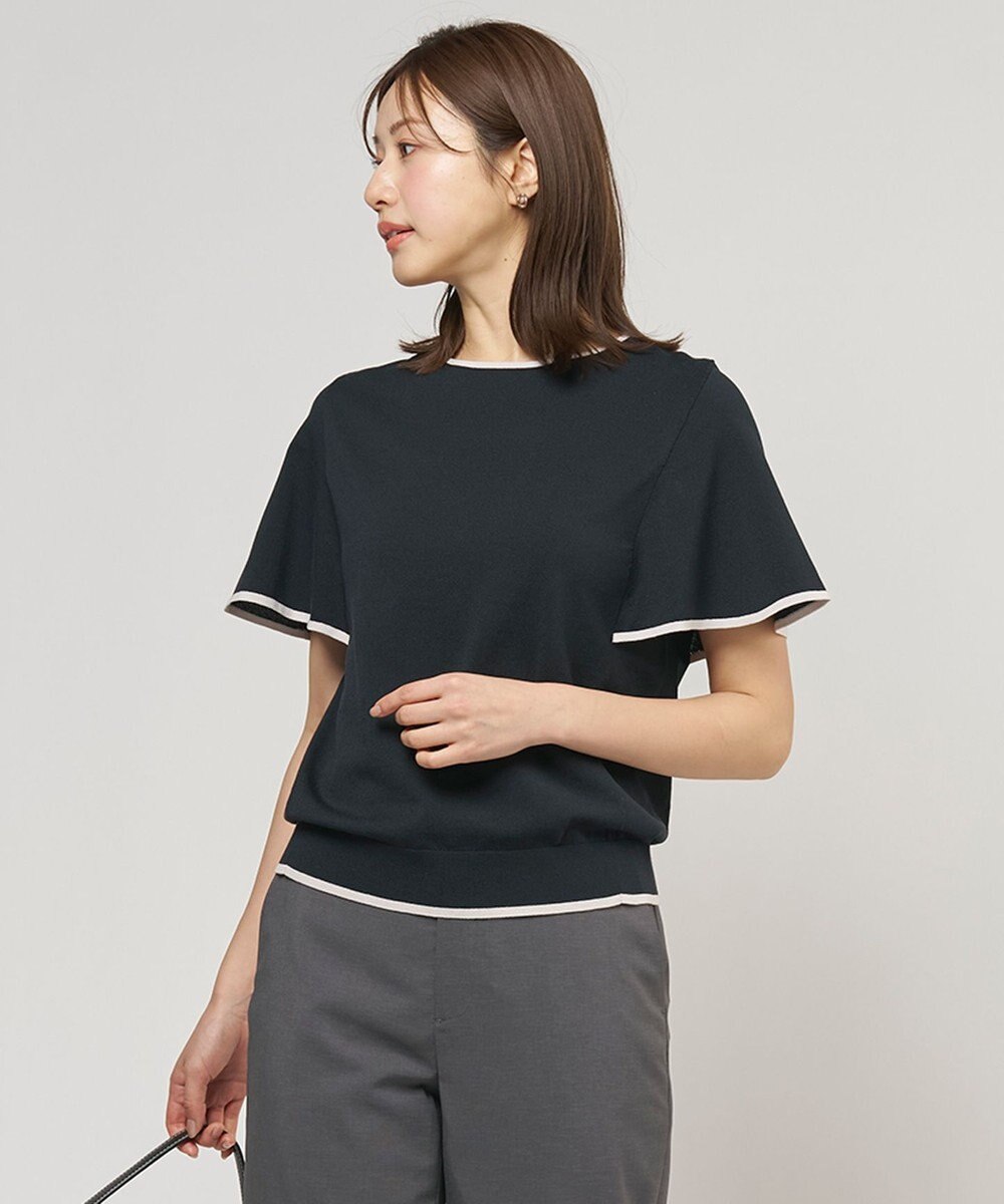 J.PRESS LADIES S 【シーンレスに活躍】COOL MINT COTTON POLYESTER フレアスリーブ ニット プルオーバー 