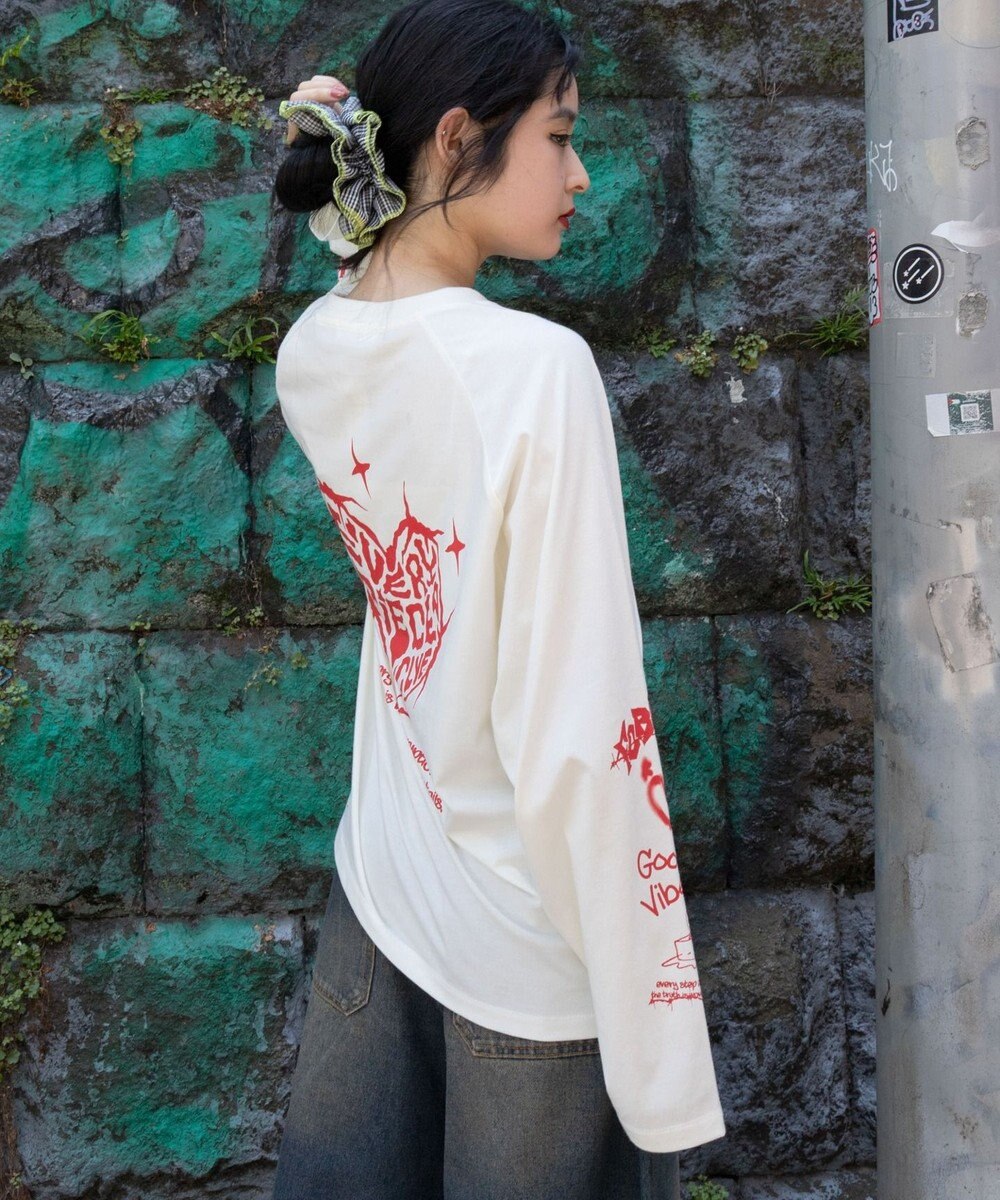 WEGO 【ユニセックス着用ITEM/MLサイズ展開】スリーブロゴグラフィックラグランT（LS） 