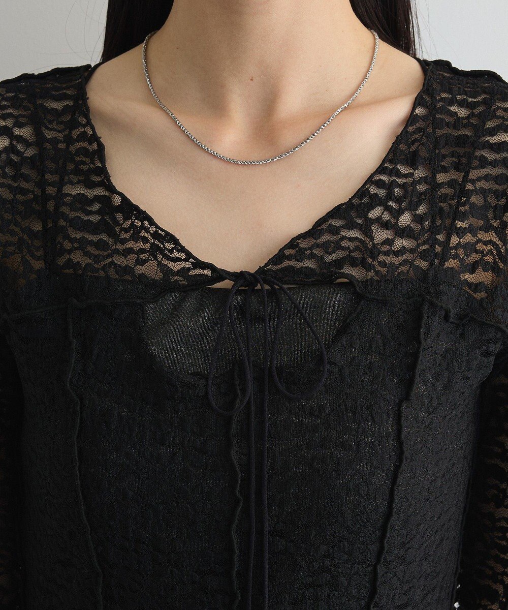 Green Parks カットワークデザインレース半袖トップス 