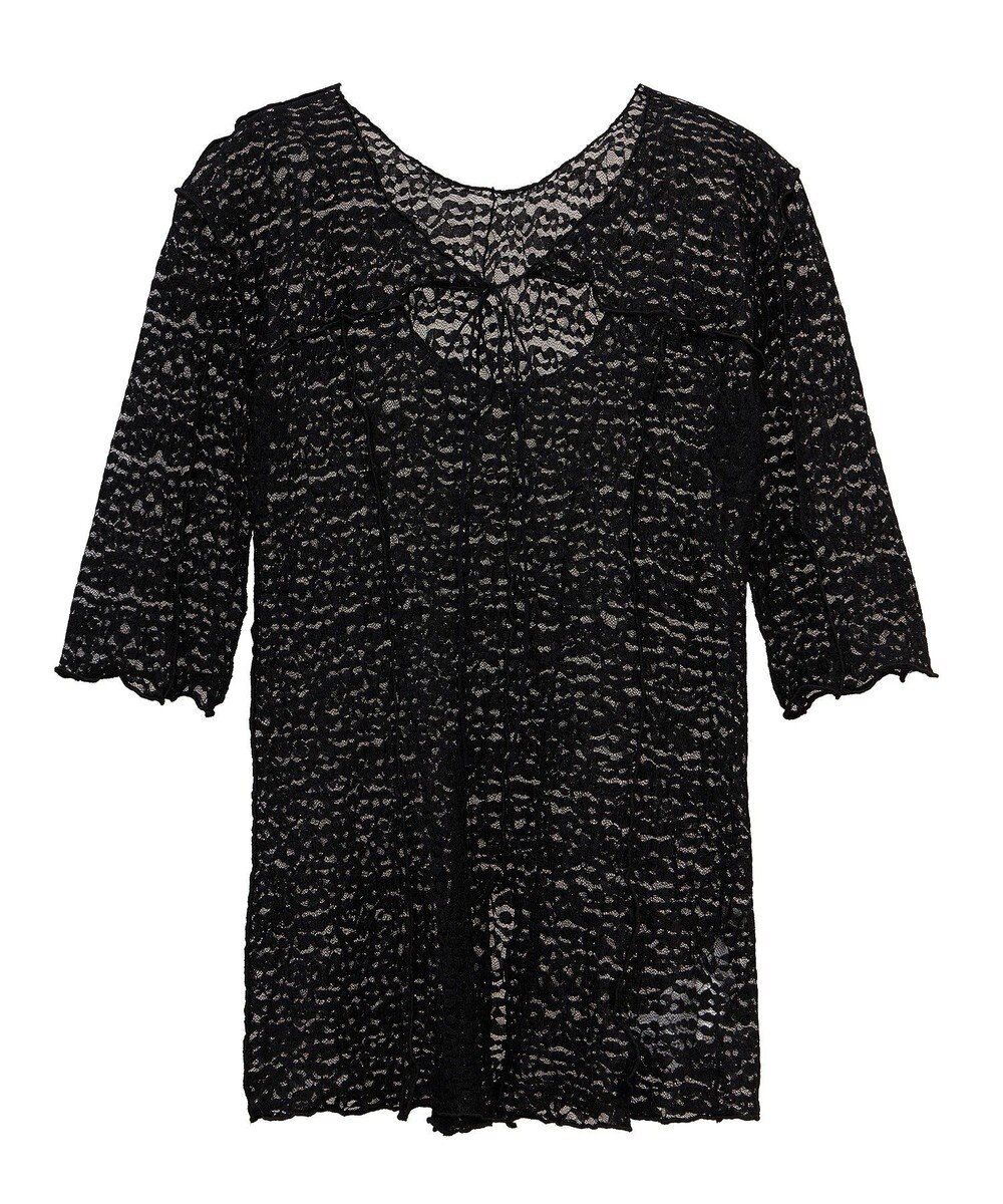 Green Parks カットワークデザインレース半袖トップス 