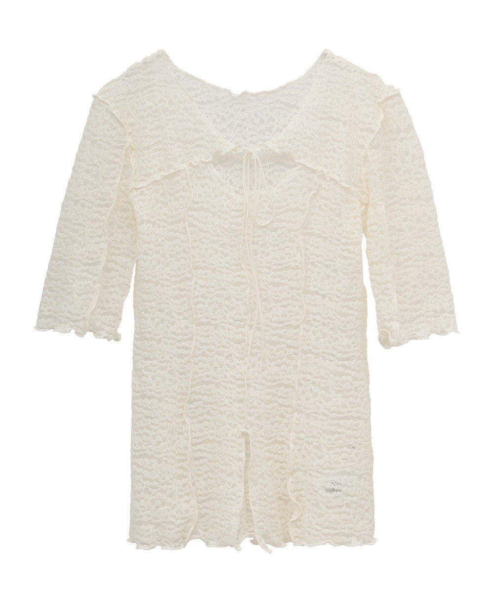 Green Parks カットワークデザインレース半袖トップス 