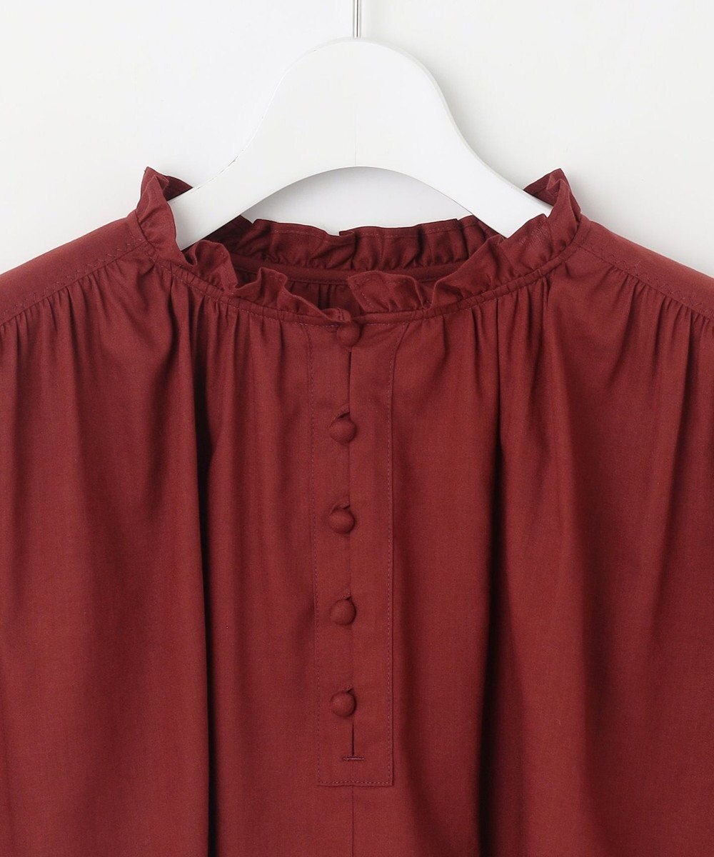 23区 【SLOW/一部店舗限定】テンセルコットンジョーゼット ギャザー ブラウス 