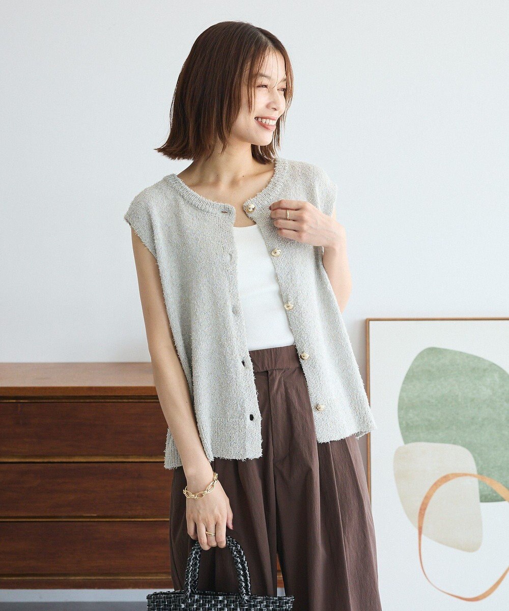 Green Parks ツィード風金釦ニットベスト 