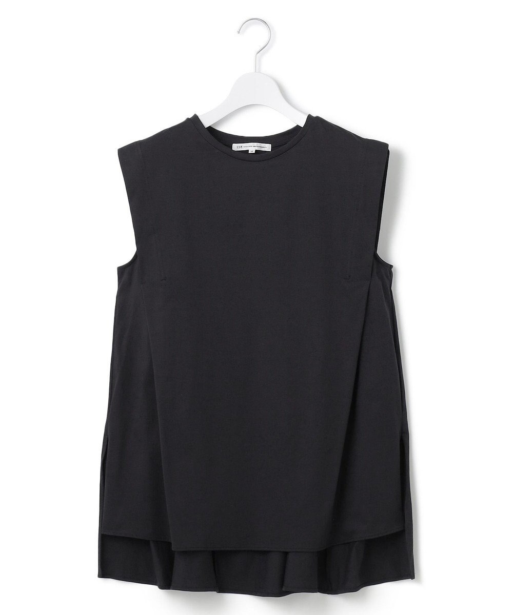 23区 L 【洗える】コンパクトヤーン フレアデザイン ノースリーブ カットソー 