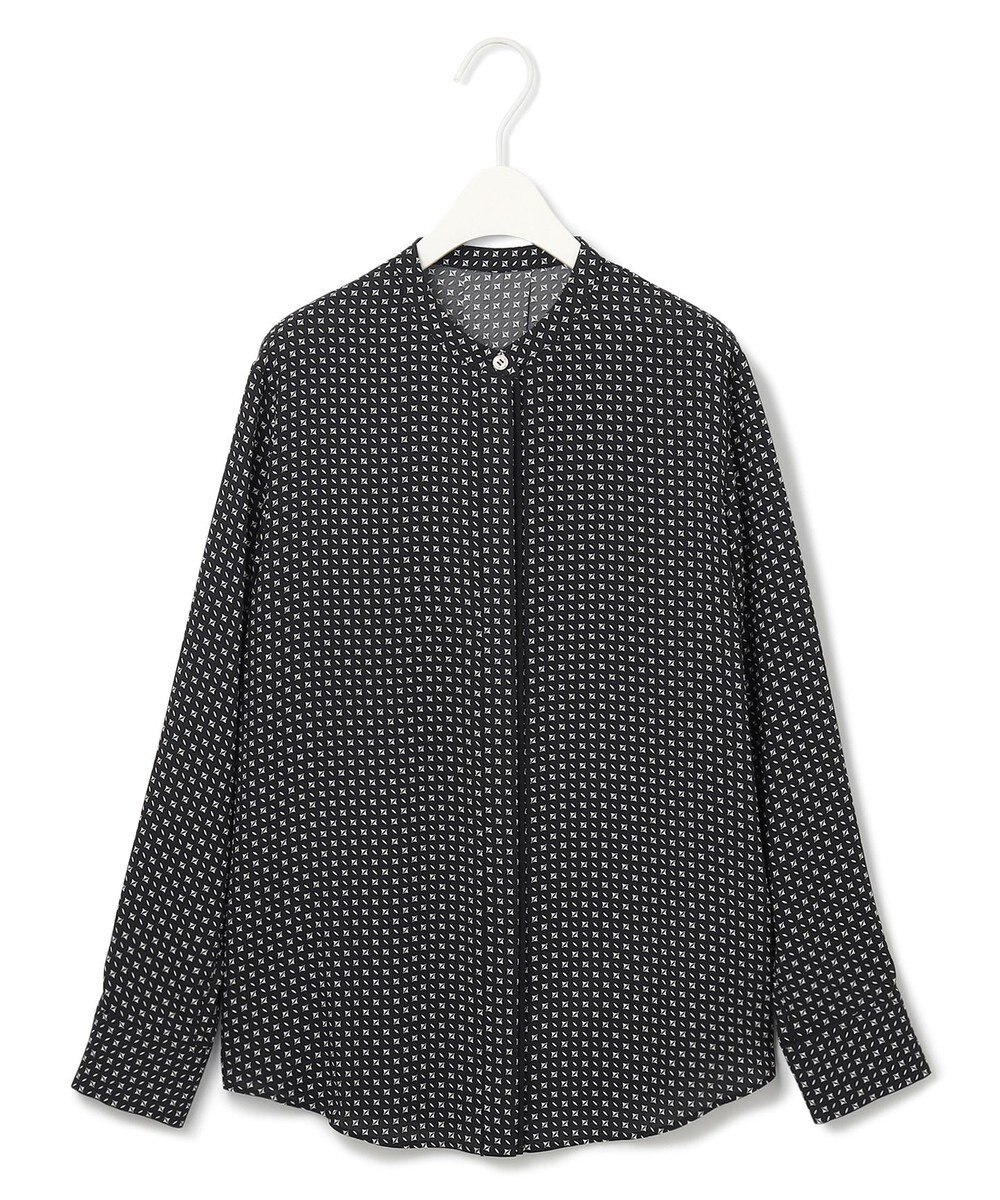 ICB L 【UVケア・速乾・洗える】BackSatinAmunzen バンドカラーブラウス 