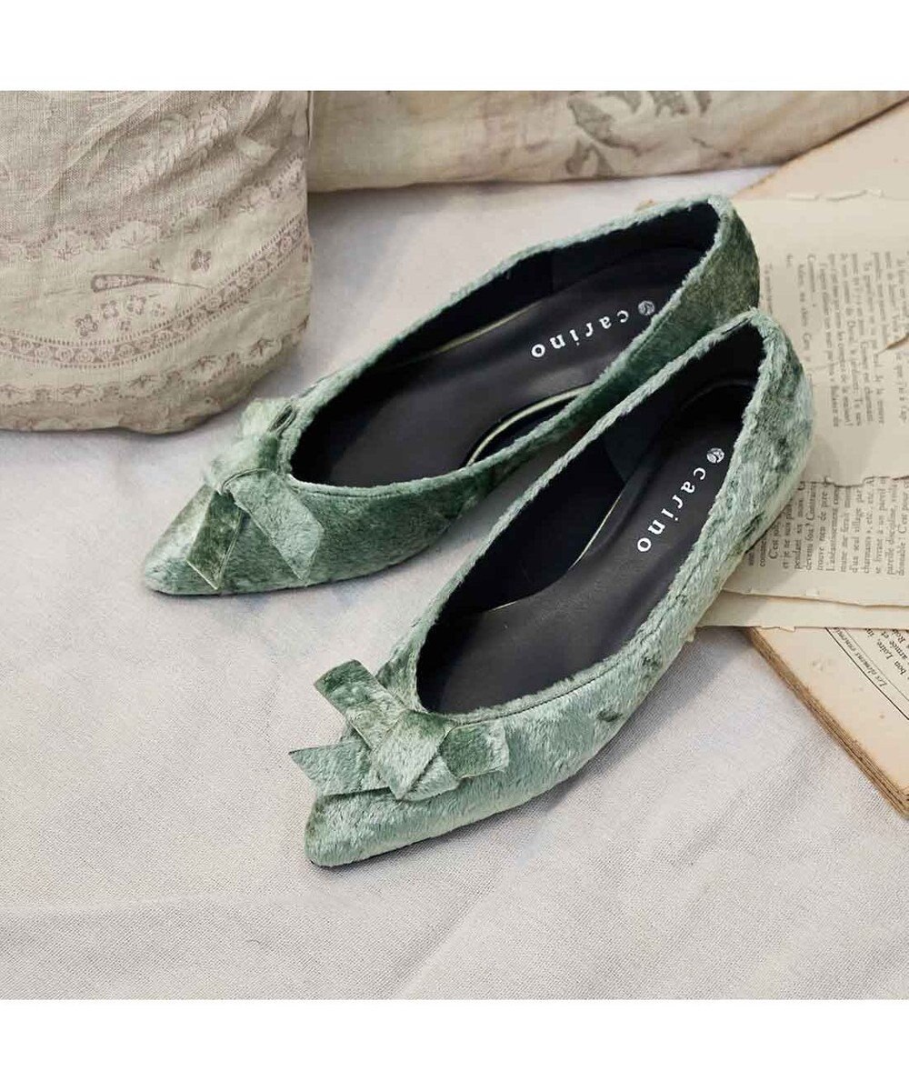 MODE ET JACOMO <carino>ベルベットリボンパンプス 