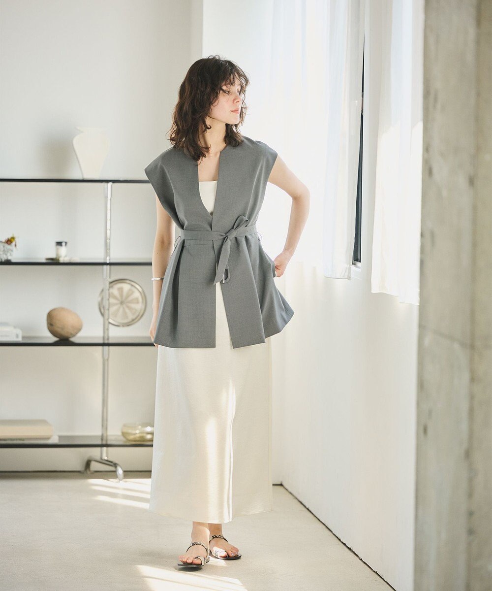 #Newans 【洗濯機可能/ストレッチ】ペプラムジレ 