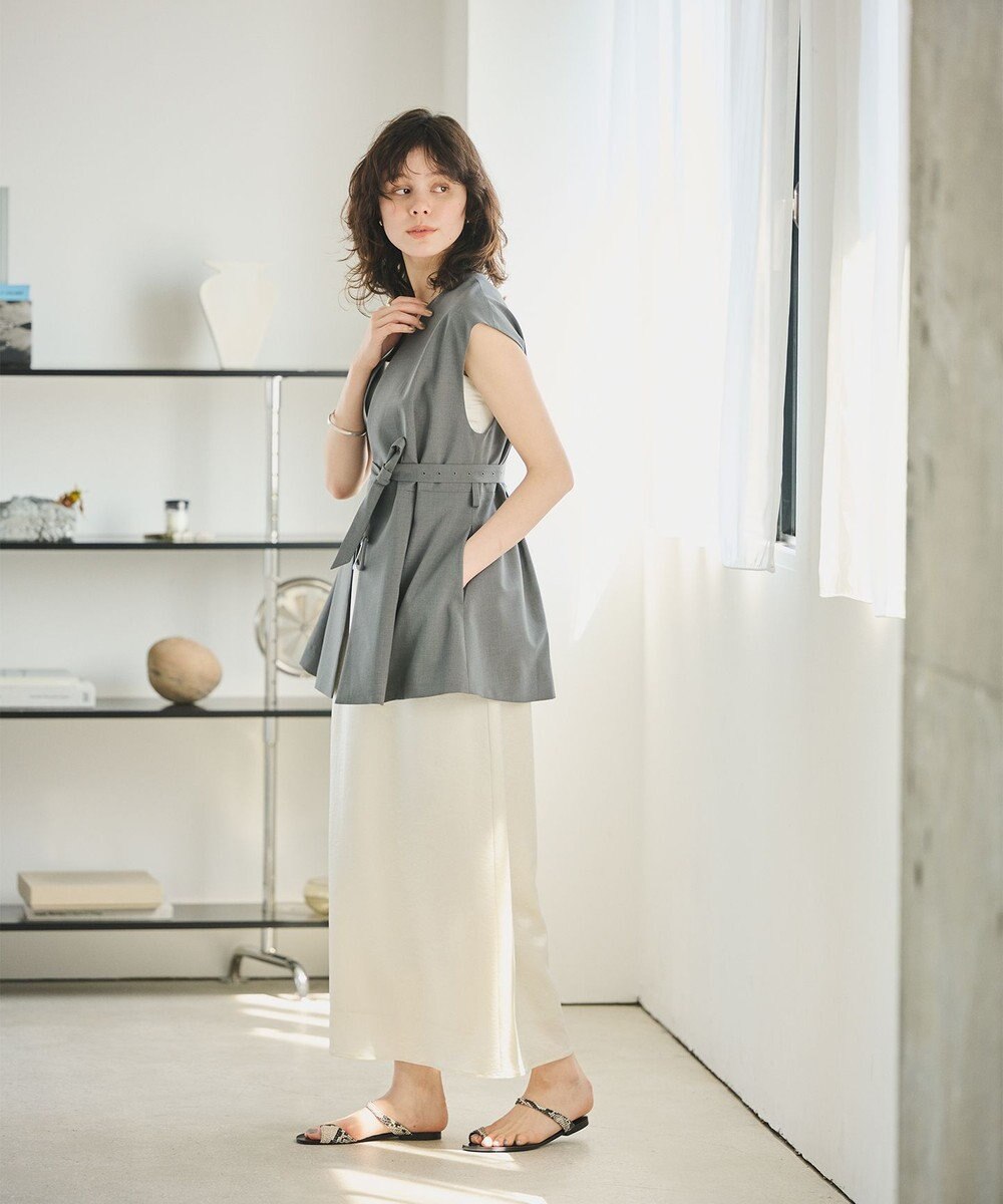 #Newans 【洗濯機可能/ストレッチ】ペプラムジレ 