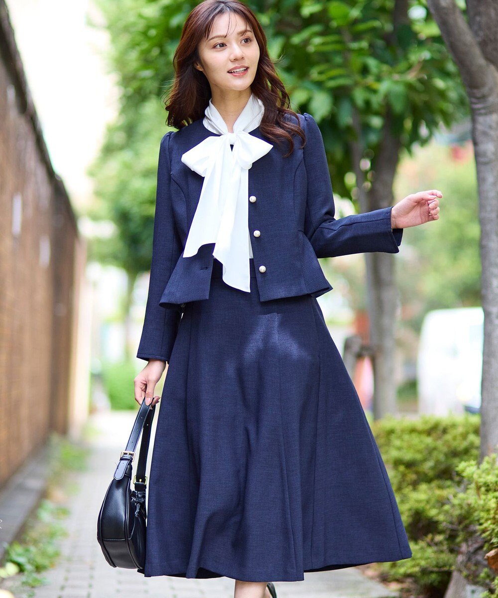 Feroux 【先行予約】パール釦ペプラムジャケット×スカート セットアップ 