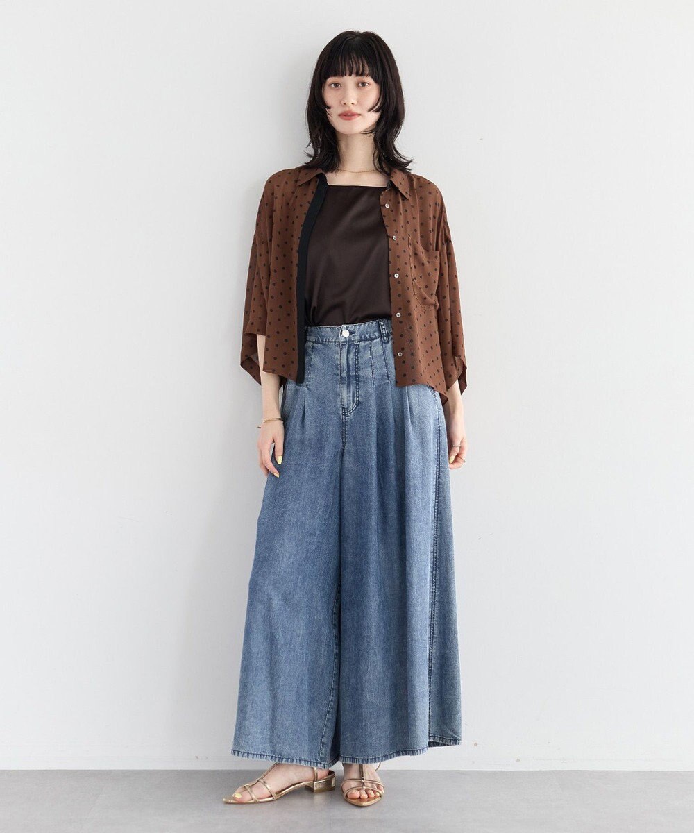 YECCA VECCA バイオ加工ヴィンテージデニムワイドパンツ 