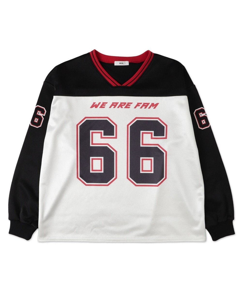 WEGO VネックナンバリングサテンBIGスウェット 