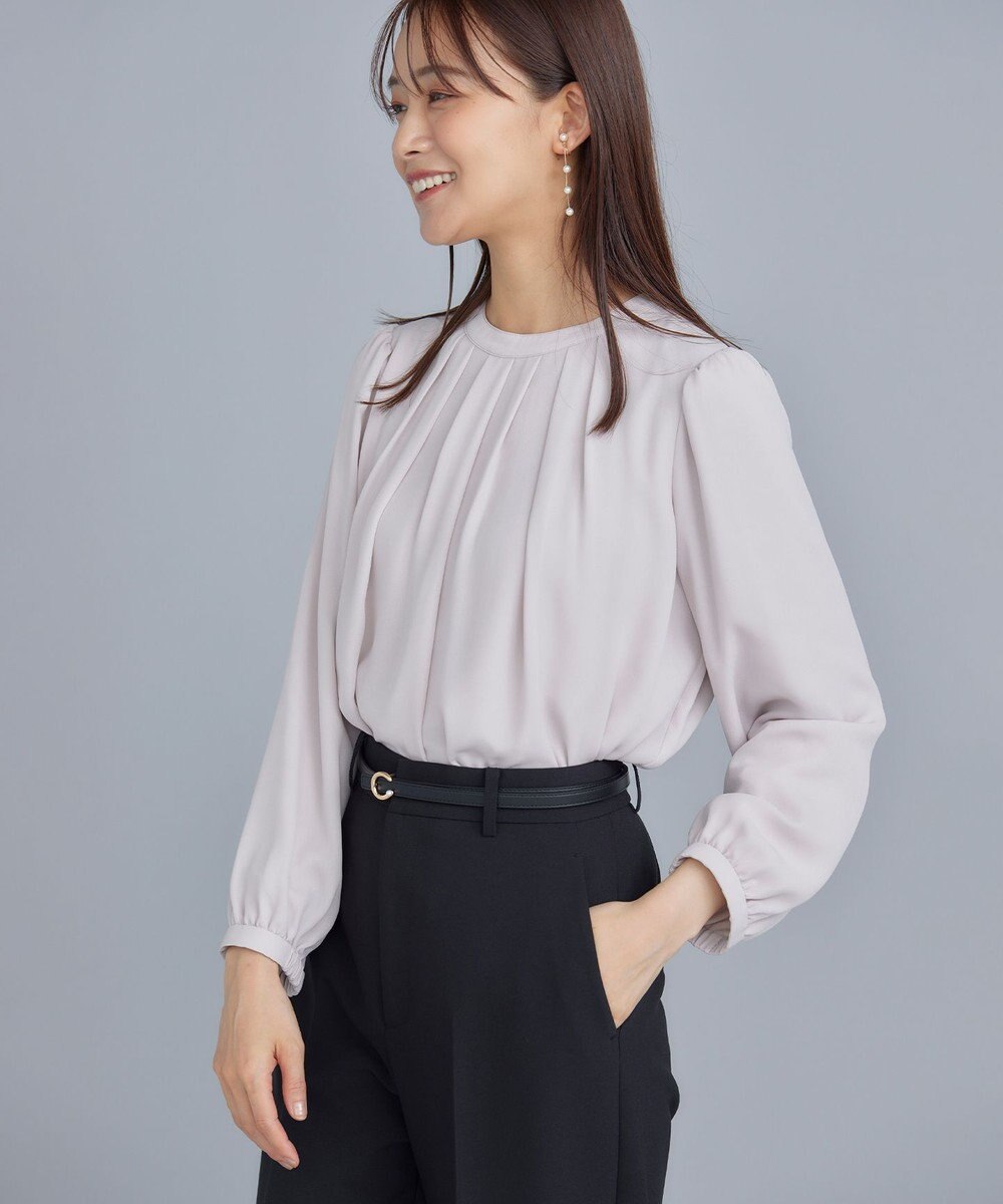 組曲 【WEB限定】ジョーゼットシフォン タックブラウス 